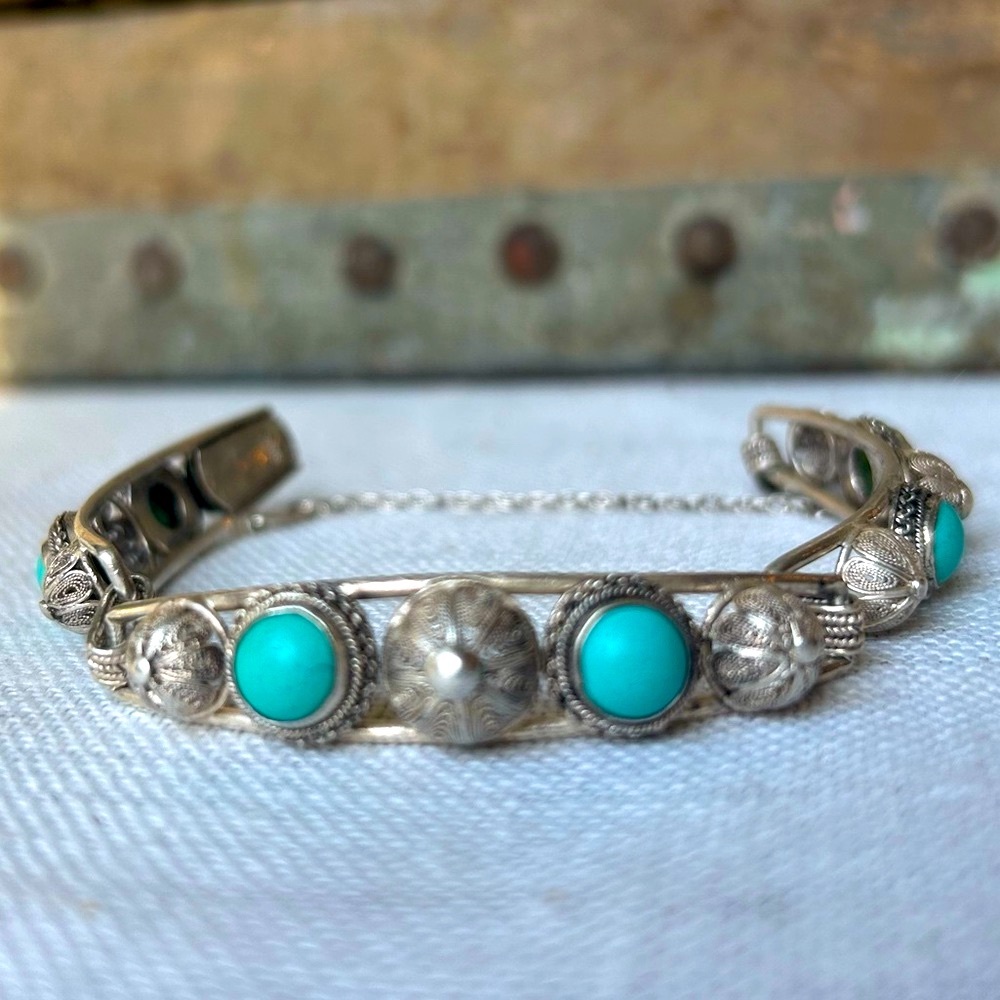Antique Sterling Turquoise Bracelet